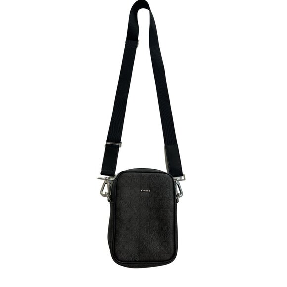 Sandro Cross Print Cross-Body Bag in Black - Picture 1 of 7
